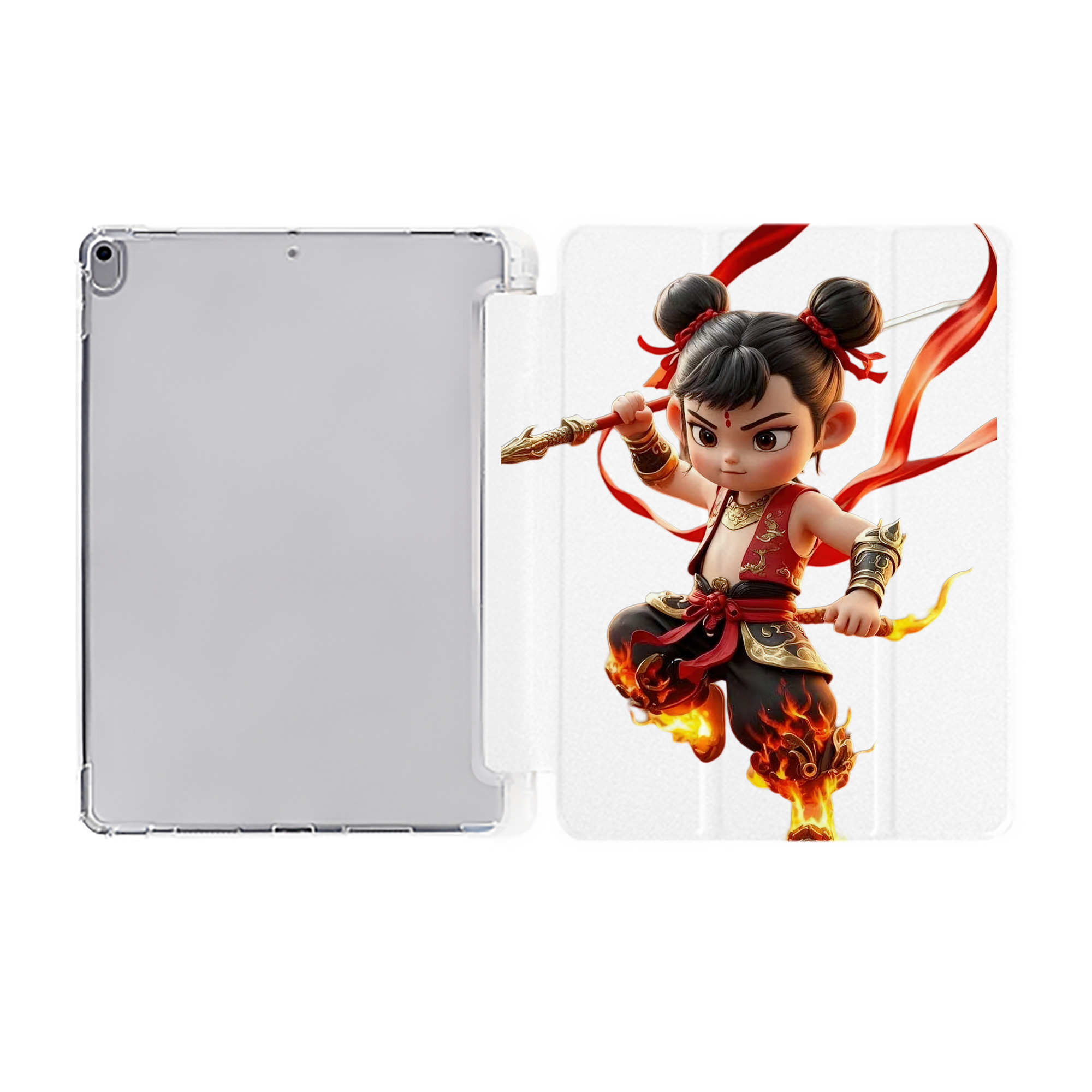 （画像用） Ne Zha 2 ナタ 魔童の大暴れ IPad ケース ペン収納付き 三つ折りスタンド PUレザー×シリコン 対応機種9.5/10.5/10.9インチ